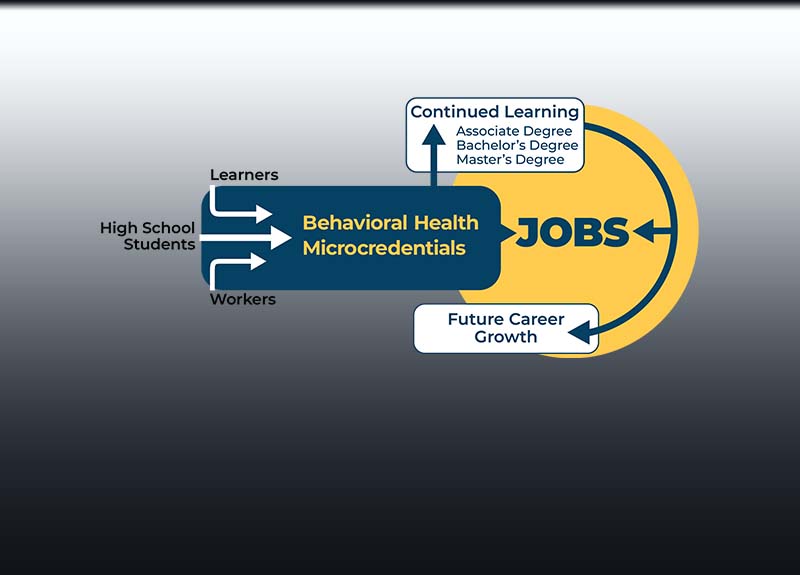Diagram showing possibilities for learners: Continued learning, jobs, and future career growth